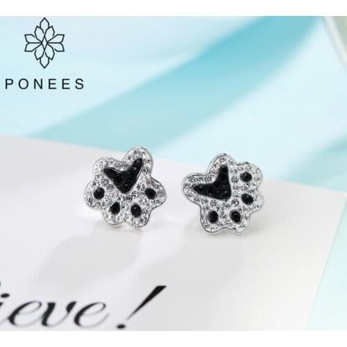 PONEES New Fashion Hot Dog Footprint Earrings For Women Dog Paw Stud Earrings For Christmas Gift Jewelry Earrings