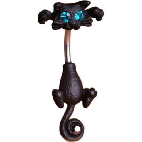 New Style Navel Ring High Quality 316L Surgical Steel Piercing Belly Button Rings Retro Cat Navel Piercing Sex Body Jewelry