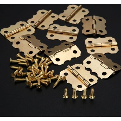 30Pcs 25mm Antique Gold Box Hinge Cabinet Door Hinge 4 Holes Butterfly Antique For Vintage Hinge Cabinet Bin Wardrobe Hardware