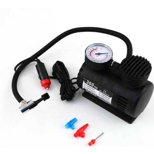 Black Portable Versatile 12V 300PSI Car Tire Tyre Inflator Pump Mini Compact Compressor Pump Car Bike Tyre Air Inflator