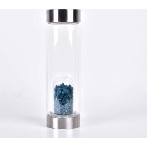 Drop shipping Natural crystal Apatite gemstone water bottle infused energy Crystal water bottle