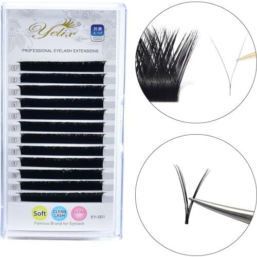 Yelix V Shape Auto-Fans Lashes Soft Easy Fan Eyelash Extension Volume Lash Extension Premium Natural Individual Lashes Mink