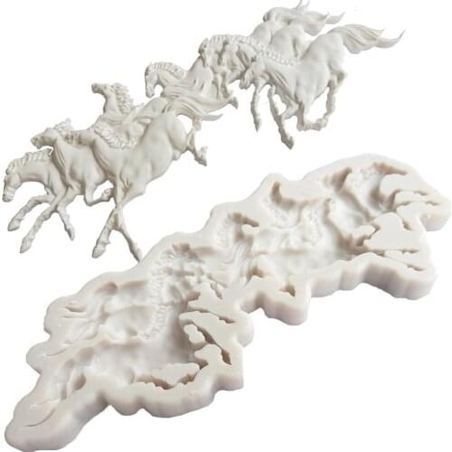 Galloping Horses Fondant Mold DIY Cake Maker Silicone Decorating Baking Tool Home Garden for Kitchen Dining Bar Baking Accessory