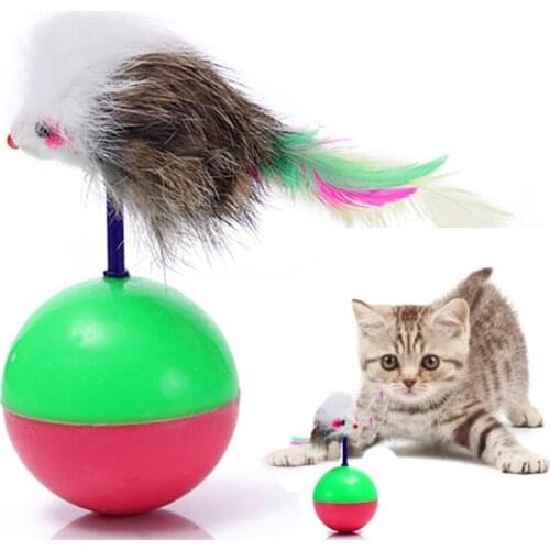 Cute Durable Pet Cat Toys Mimi Favorite Fur Mouse Tumbler Kitten Cat Toys Plastic Play Balls for Catch Cats Supplies