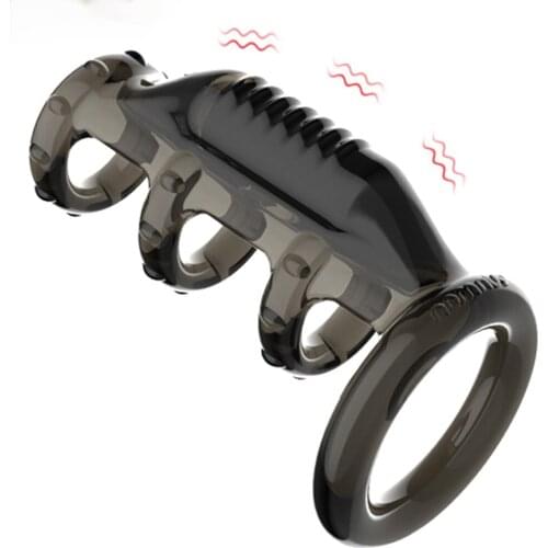 G spot Stimulator Bullet Vibrator Cock Sleeve Penis Vibrating Ring Ejaculation Delay Strap On Dildo Dick Enlargement Extender