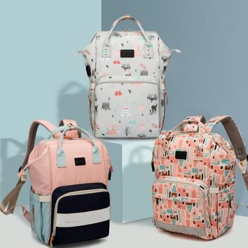 USB Diaper Bag Backpack for Mom Travel Waterproof Large Capacity Stroller Bag Maternity Bag Nappy Changing Baby Bag
