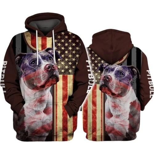 Pitbull Love USA 3D Hoodies Printed Pullover Men For Women Funny Sweatshirts Christmas Sweater Drop Shipping