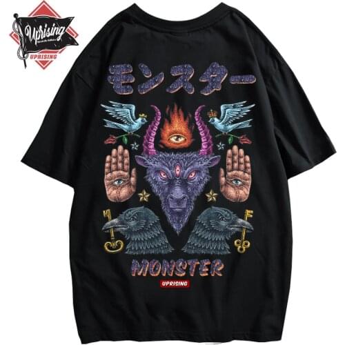 UPRISING Monster short-sleeved street fashion brand personality joint hip-hop motorcycle T-shirt popular FREE SHIPPING