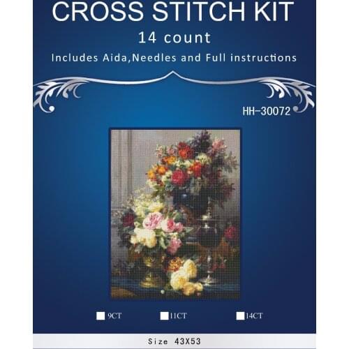 Top Quality Beautiful Lovely Counted Cross Stitch Kit Similar Dim cross stitch Similar DMC dim anchor flowers on desk