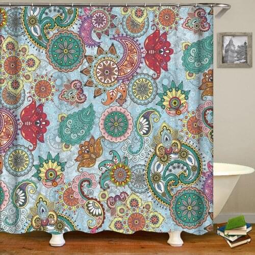 High Quality 3d Printing Cashew flowers Shower Curtains Bathroom Bath Curtain Waterproof Cloth180*200cm Bath Screen With Hooks