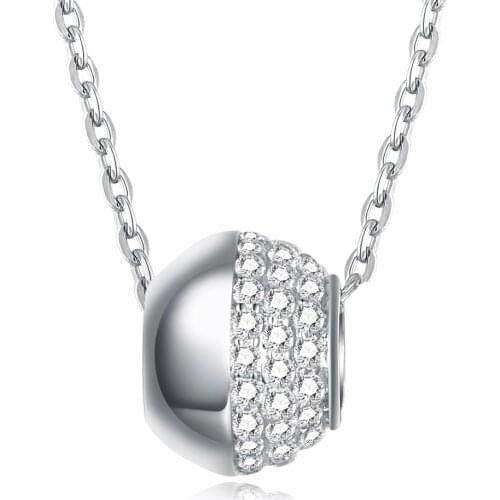ZEMIOR 925 Sterling Silver Ball Pendant Necklaces For Women Shining 5A Cubic Zirconia Necklace Silver Jewelry New Arrival