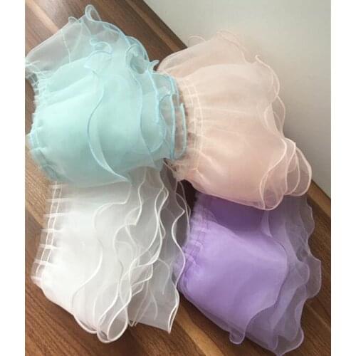 1 Yard Luxury Tulle Lace Fabric 2 Layers Organza Ruffle Trim Ribbon Edge Dress Collar Applique DIY Sewing Fringe Decor