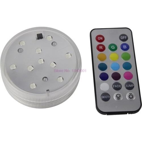 100 sets Remote Controlled Submersible Vase Pool Decoration Lamp 10 LED RGB Waterproof Lights For Wedding Holiday Party