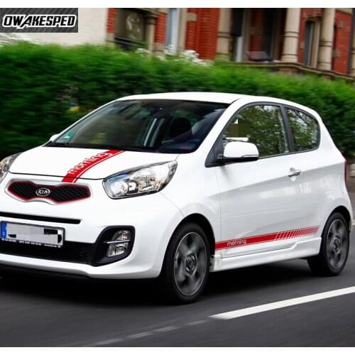 3pcs/lot Racing Sport Stripes For KIA Picanto Morning Car Hood Bonnet Sticker Auto Door Side Skirt Decor Vinyl Decals