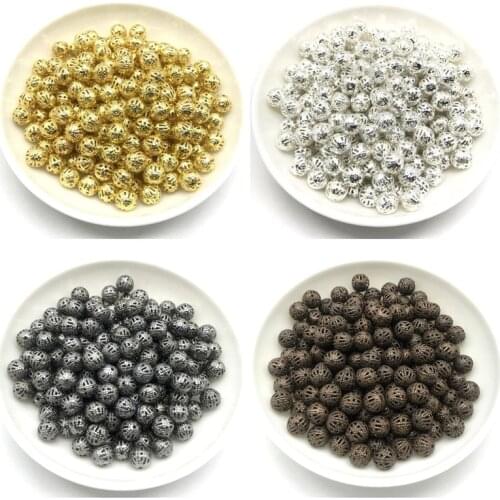 4 6 8 10mm 30-200pcs Gold/copper color Metal Round Seed Spacer Beads For Jewelry making DIY