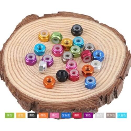 10pcs m2 m3 m4 m5 Anodized Multi-color Colourful Aluminum Alloy Nylon Lock Nut