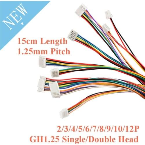 5pcs GH1.25 Single Double Head 1.25mm Pitch 2P 3P 4P 5P 6P 7P 8P 9P 10P 12P 15CM 150MM JST GH Terminal Wire Cable Connector