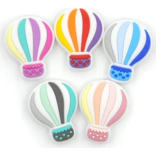 5PCS Silicone Baby Beads Hot Air Balloon Silicone Teething Necklace Food Grade Silicone DIY Pacifier Chain Pendant BPA Free