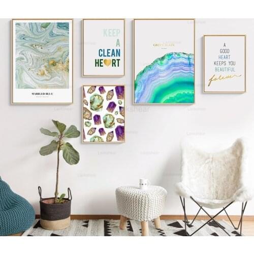 Abstract Color Stone Pattern Canvas Painting English Phrase Modular Print Poster Picture Wall Art Living Room Modern Home Decor