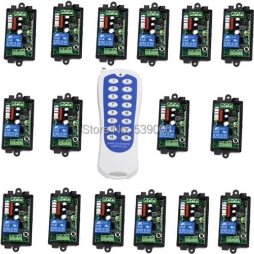 AC220V 1 CH 1CH RF Wireless Switch Remote Control Switch System,16CH Transmitter Toggle/Momentary,315/433.92