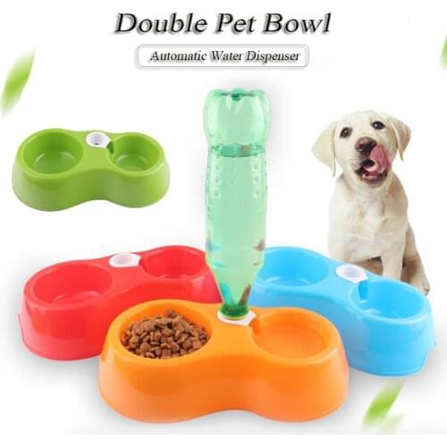 Automatic Pet Dog Food Feeder Plastic Double Pet Bowls Dish Water Feeder for Dogs Puppy Cats Water Dispenser Feeding Dishes