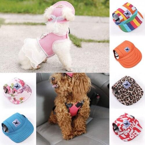 Large Size Adjustable Dog Hat With Ear Holes Summer Canvas Baseball Cap For Small Pet Dog Accessories Hiking Pet Products