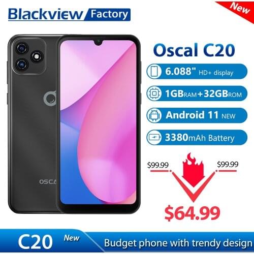 Blackview OSCAL C20 Smartphone 1GB+32GB Android 11 Mobile Phone 6.088" Display 3380mAh SC7731E Quad Core 3G Cellphone