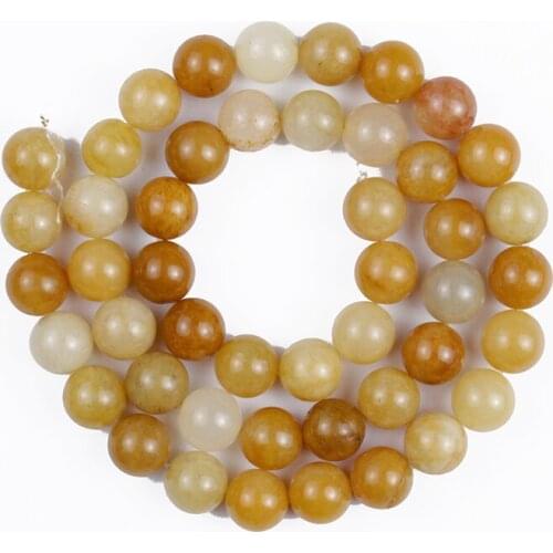 Natural Stone Beads Yellow Series Old Topaz Round Loose Beads for Making DIY Bracelet Earrings Accessories 4/6/8/10/12mm