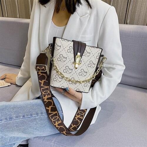 Disney mickey mouse Female bag chain shoulder messenger bag large capacity cartoon print Mickey bucket bag