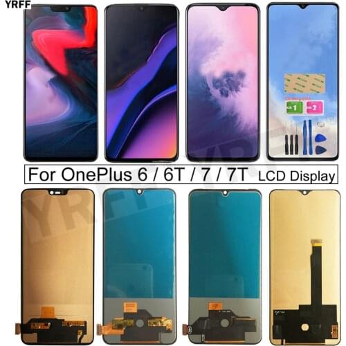 For OnePlus 6 6T With Frame LCD Screens For OnePlus 7T 7 LCD Display Touch Screen Digitizer Assembly Phone Repair Sets