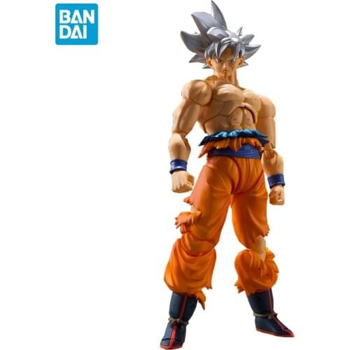 BANDAI SHF Original Dragon Ball Super Goku Silver Hair Ultra Instinct Action Figure Toys Collection Model Figurine