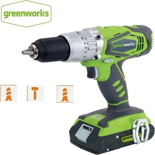Greenworks 24V Double Speed Electric Screwdrvier 60N.m Impact Cordless Drill Rechargeable Household Power Tools Free Return
