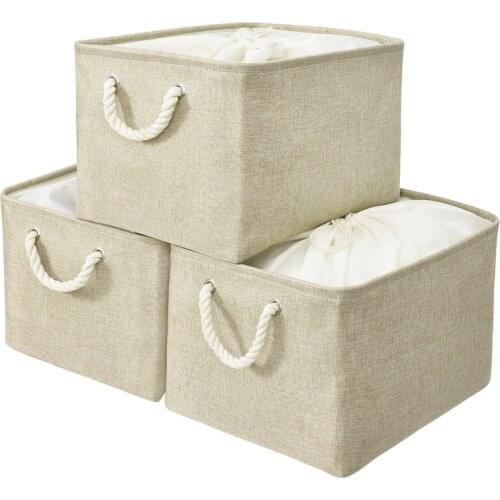 Storage Basket Cotton Line Storage Baskets Foldable Sundries Organizer Closet Clothing Container Toy Storag Bag 3pcs/set
