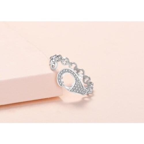 Lyvior Lobster Clasp Ring Female Tide Fashion Gold-Plated Chain Zircon Open Ring Jewelry Anniversary Birthday Gifts for Women