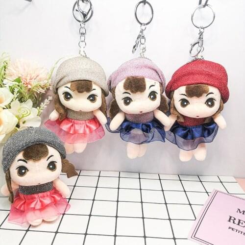 Cool New cute 15cm Cute plush cartoon little girl plush keychain bag ornaments grab machine Soothing doll christmase gift