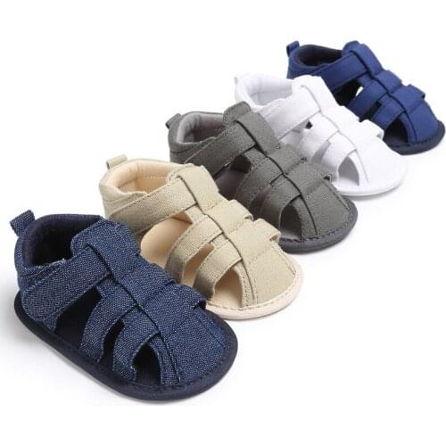 Newborn summer children cotton male baby feet solid color childrens non-slip soft bottom baby shoes