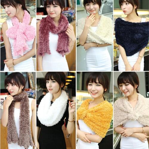 Fashion Women fluffy Soft knitting long scarf hairy shawl WJ4