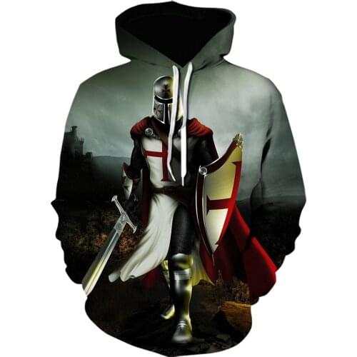 Knight Medieval Armor 3D Printed Men hoodies Knights Templar Harajuku hoodie Fashion cool Sweatshirt Casual jacket Streetwear