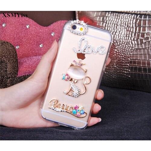 XSMYiss Case For iPhone X XS MAX XR 5S 6S 7 8 PLUS Cute Bling Diamond Rhinestone Phone Case Soft TPU Bling Back Cover
