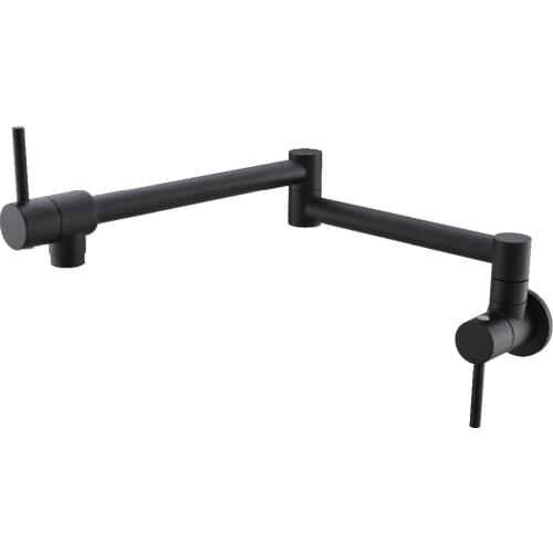 Wall Mounted Brass single cold Water Pot Filler faucet tap Double Joint Spout Wall Mounted Kitchen Faucet black