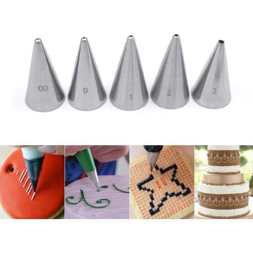 Wholesale 5 pcs/set Round Tips Stainless Steel Icing Piping Nozzles Set Fondant Cake Cream Decorating Pastry Tools Bakeware