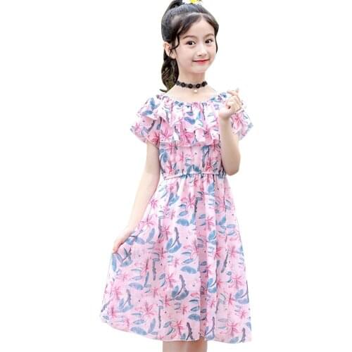 Girls Dress Floral Pattern Party Dress For Kids Girl Casual Style Children Dresses Summer Girls Clothes 6 8 10 12 14