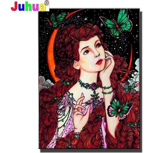 Full Square/Round Drill Diamond Painting Woman Portrait Kits Diamond Embroidery Lady Mosaic Art Christmas Gift Home Decor