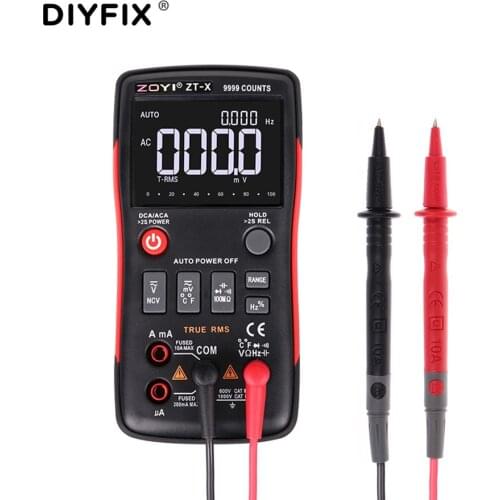 Portable AUTO Range Digital Multimeter True-RMS AC/DC Current Ohm Voltmeter Ammeter 9999 Counts NCV HOLD LCD Backlight Display