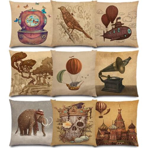 Adventure Awaits Sail Away Analog Age Vivere Inner Space Hot Air Balloon Retro Good Cushion Cover Sofa Throw Pillow Case