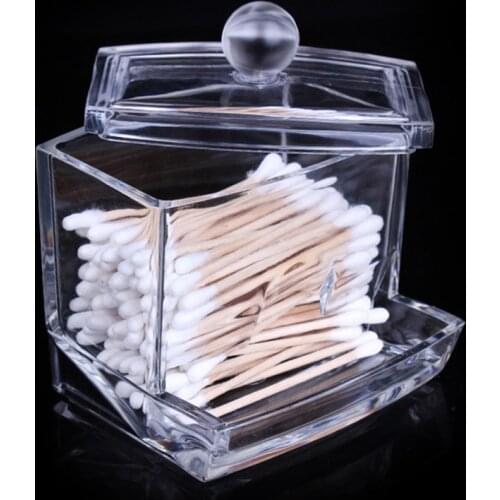 Clear Acrylic Cotton Swab Q-tip Storage Holder Box Bins Fashion Multifunction Cosmetic Makeup Case Organizer candy Boxes Drawer