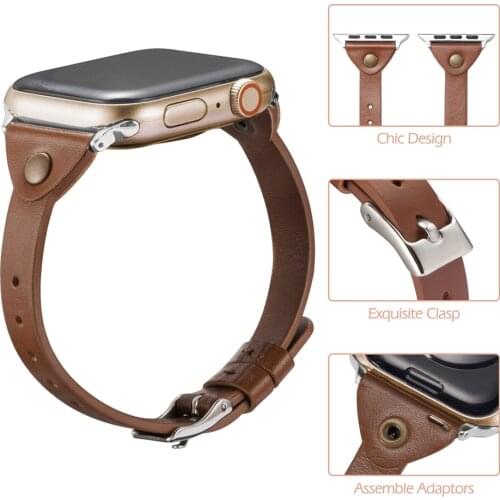 Leather Men Women Single Tour Bands For Apple Watch Series 4 1 2 3 10 Colors iwatch Double Strap Band 38 40MM 42 44mm