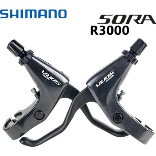 Original Brand new SHIMANO SORA BL-R3000 Brake Lever R3000 Flat Bar Road Bike Brake Lever Dark gray, SL-3500 upgraded pair
