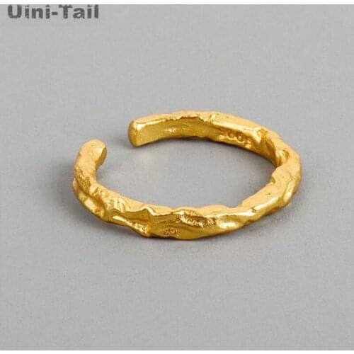 Uini-Tail Hot Selling New 925 Sterling Silver Irregular Concave-Convex Open Ring Fashion Trendy Flowing Sweet High Quality JK032