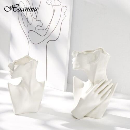 Modern Art Vase Human Body Ceramic Dried Flower Vase Decoration Living Room Homestay Office Furnishing Home Decor Can DIY Colors